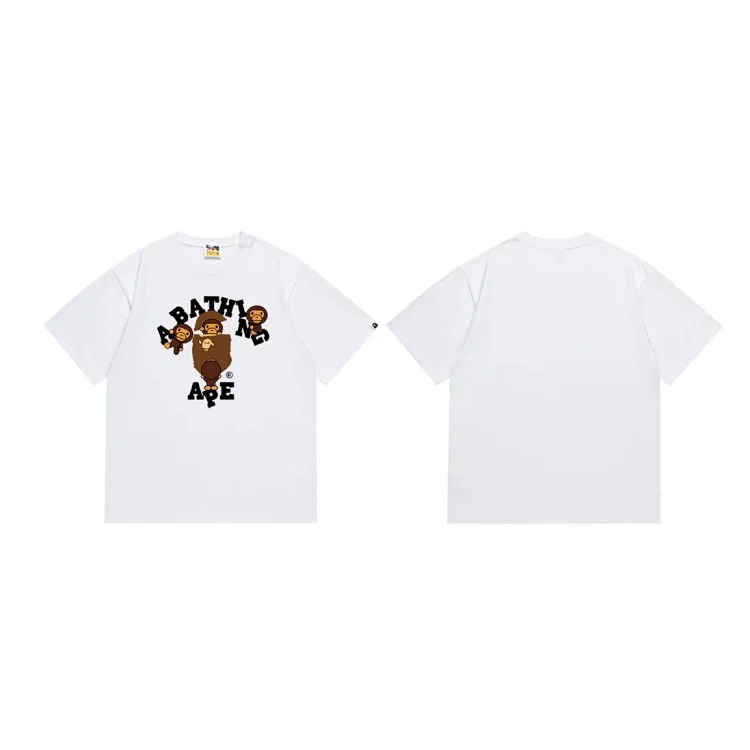 BA summer little monkey camouflage men's and women's short-sleeved round neck T-shirts for men and women Japanese style trend