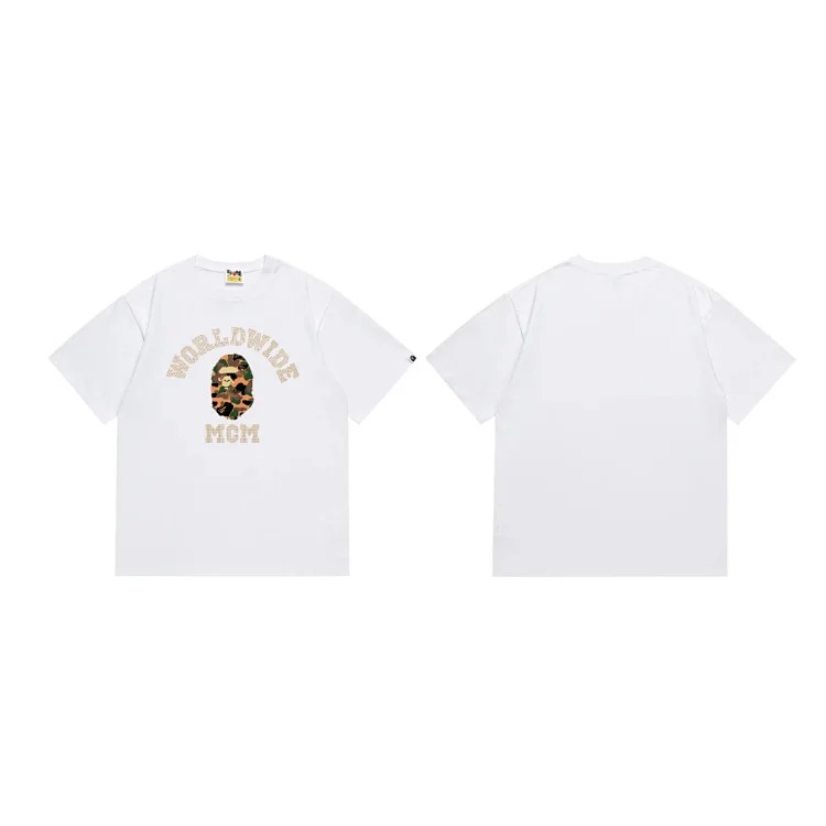 BA summer little monkey camouflage men's and women's short-sleeved round neck T-shirts for men and women Japanese style trend