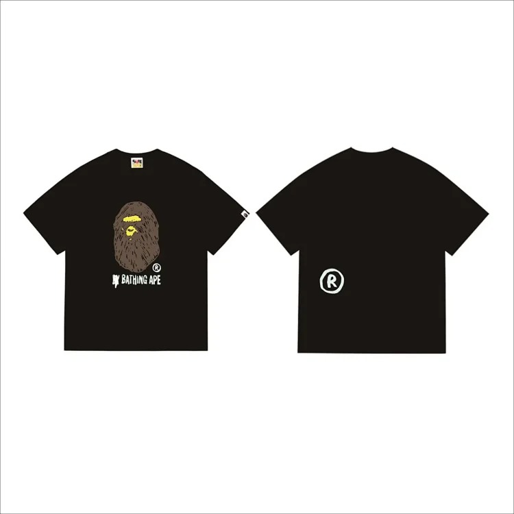 BA summer little monkey camouflage men's and women's short-sleeved round neck T-shirts for men and women Japanese style trend