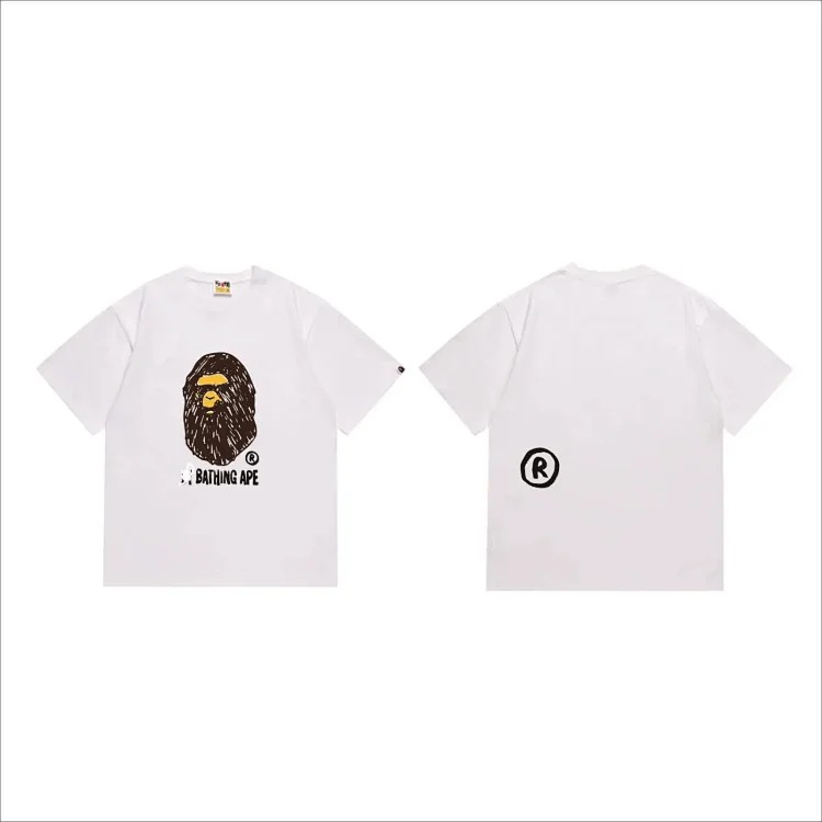 BA summer little monkey camouflage men's and women's short-sleeved round neck T-shirts for men and women Japanese style trend