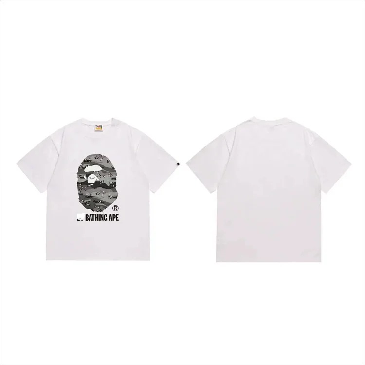 BA summer little monkey camouflage men's and women's short-sleeved round neck T-shirts for men and women Japanese style trend