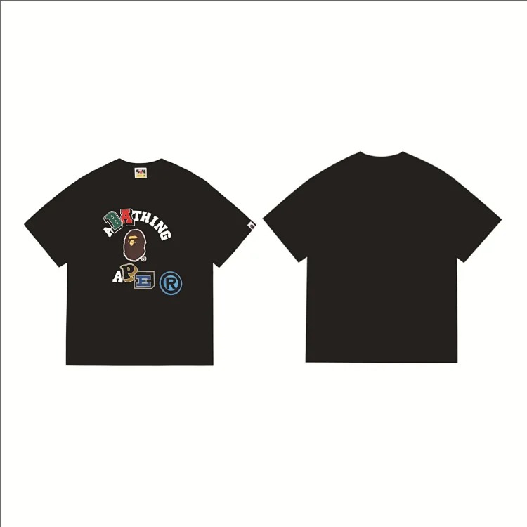 BA summer little monkey camouflage men's and women's short-sleeved round neck T-shirts for men and women Japanese style trend