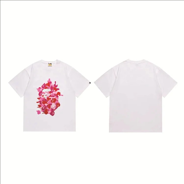BA summer little monkey camouflage men's and women's short-sleeved round neck T-shirts for men and women Japanese style trend