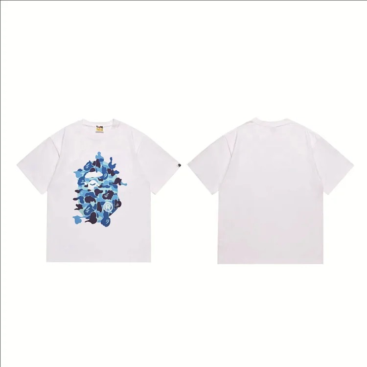 BA summer little monkey camouflage men's and women's short-sleeved round neck T-shirts for men and women Japanese style trend