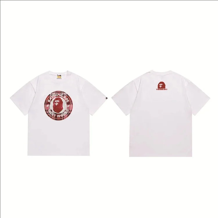 BA summer little monkey camouflage men's and women's short-sleeved round neck T-shirts for men and women Japanese style trend