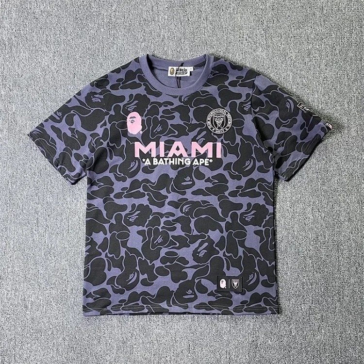 BA summer little monkey camouflage men's and women's short-sleeved round neck T-shirts for men and women Japanese style trend