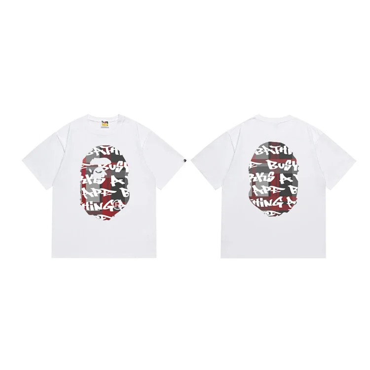 BA summer little monkey camouflage men's and women's short-sleeved round neck T-shirts for men and women Japanese style trend
