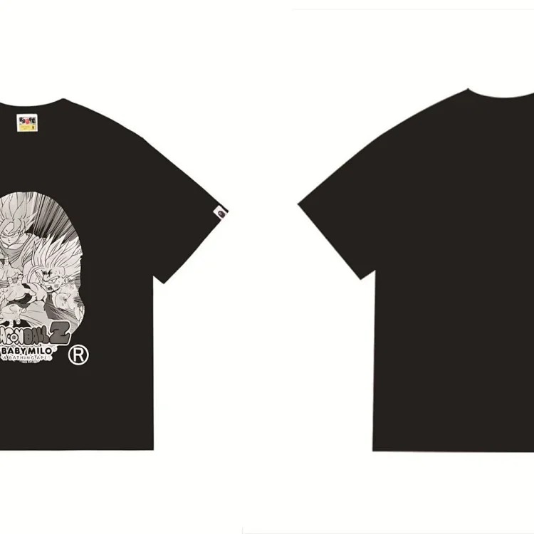 BA summer little monkey camouflage men's and women's short-sleeved round neck T-shirts for men and women Japanese style trend