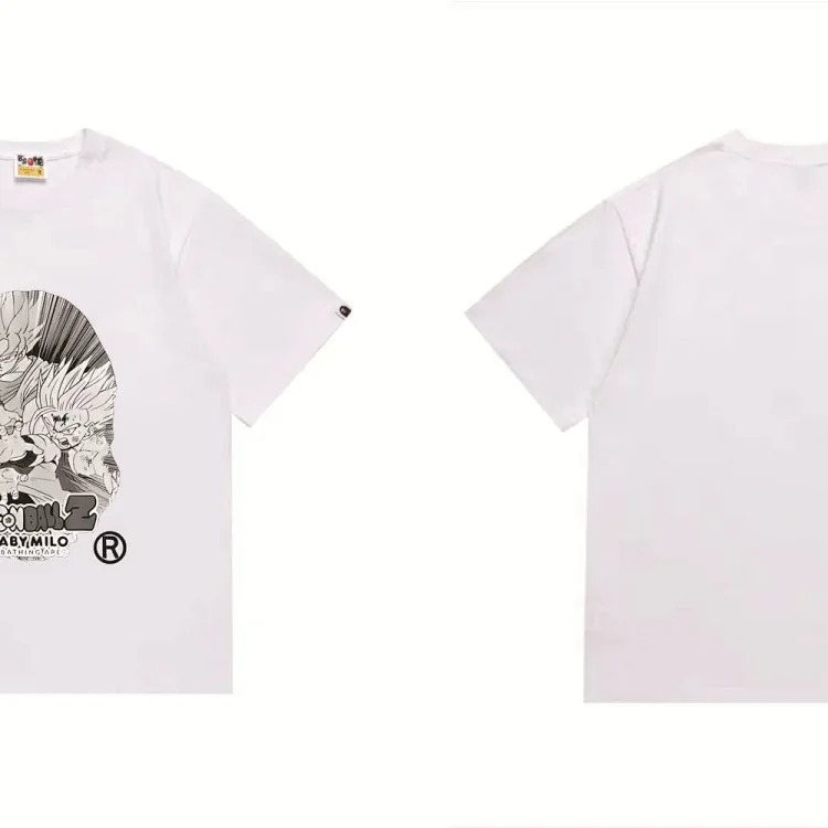 BA summer little monkey camouflage men's and women's short-sleeved round neck T-shirts for men and women Japanese style trend