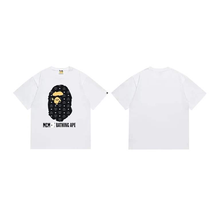 BA summer little monkey camouflage men's and women's short-sleeved round neck T-shirts for men and women Japanese style trend