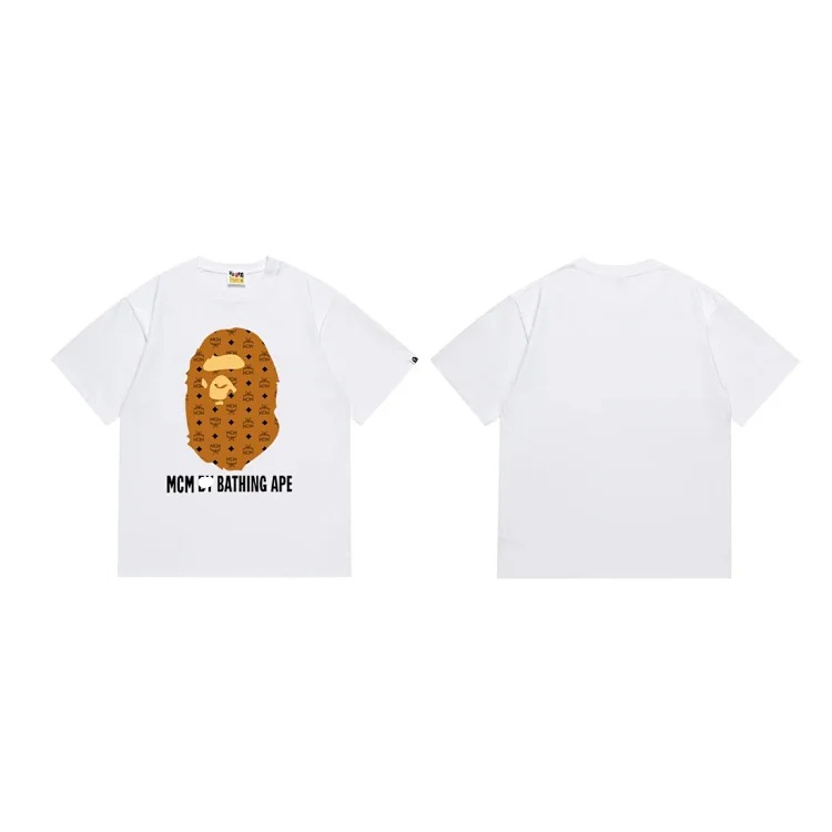 BA summer little monkey camouflage men's and women's short-sleeved round neck T-shirts for men and women Japanese style trend