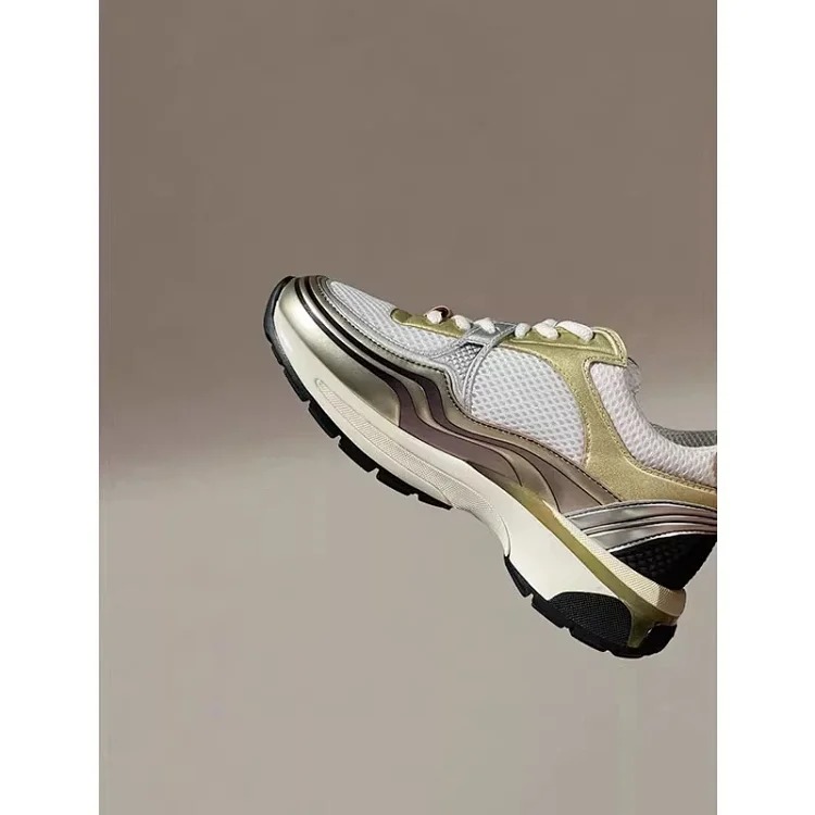 Hermes Xiaoxiangfeng Silver Horn King thick-soled dad shoes 25C leather mesh stitching increased height breathable casual sports for women
