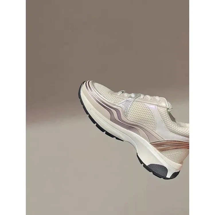 Hermes Xiaoxiangfeng Silver Horn King thick-soled dad shoes 25C leather mesh stitching increased height breathable casual sports for women