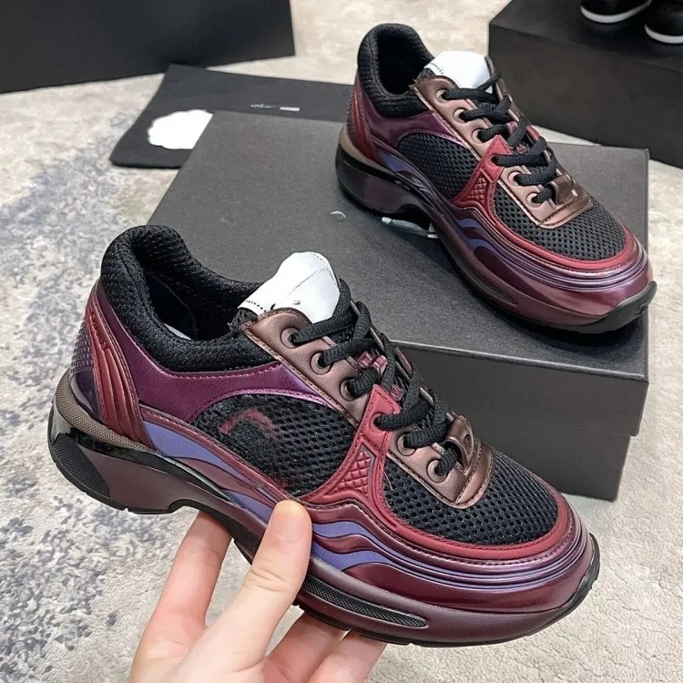 Hermes Xiaoxiangfeng Silver Horn King thick-soled dad shoes 25C leather mesh stitching increased height breathable casual sports for women