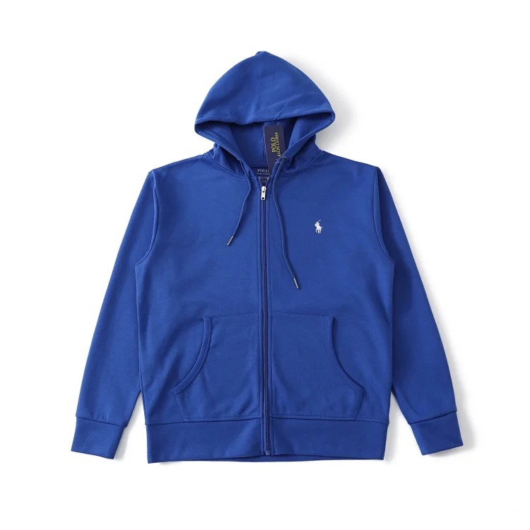 Ralph Lauren Cross-basic pony logo embroidered hooded sweatshirt for men and women with zipper jacket