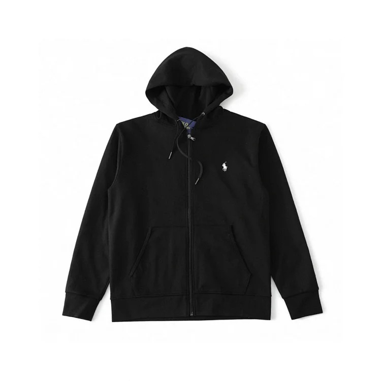 Ralph Lauren Cross-basic pony logo embroidered hooded sweatshirt for men and women with zipper jacket