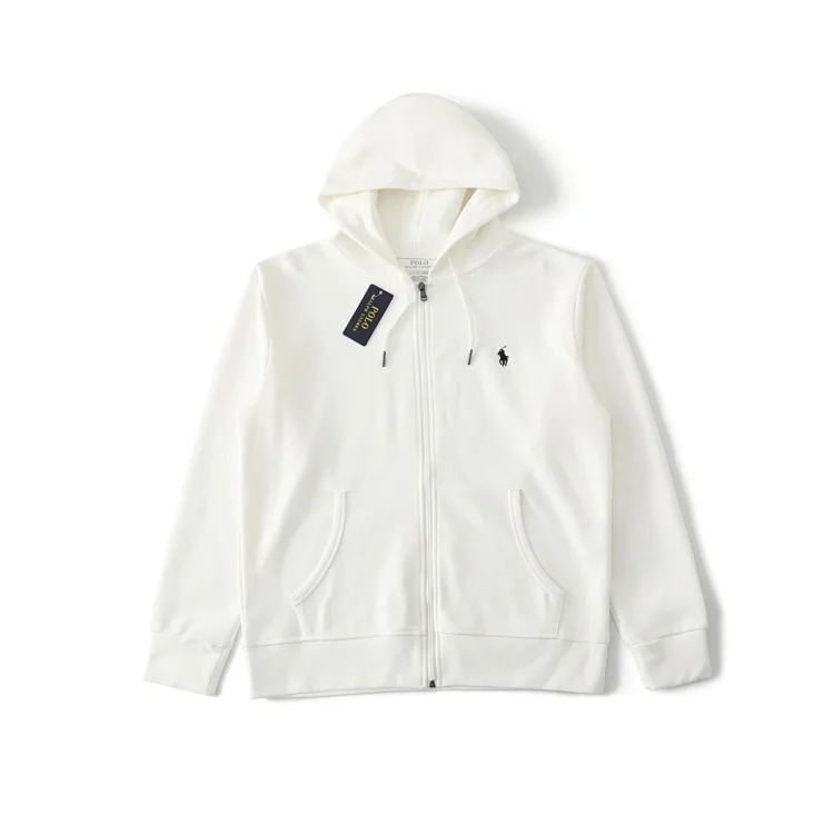 Ralph Lauren Cross-basic pony logo embroidered hooded sweatshirt for men and women with zipper jacket
