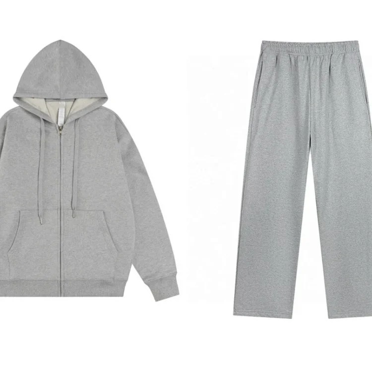 Correct version of heavyweight pure cotton terry hoodie sweatshirt loose casual men's and women's zipper suit