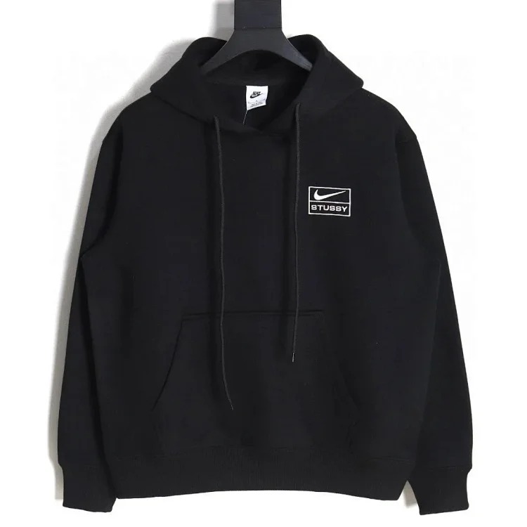 Embroidered logo hooded fleece sweatshirt jacket, same style for men and women