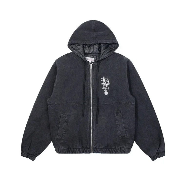 Distressed cruising canvas cotton zipper jacket