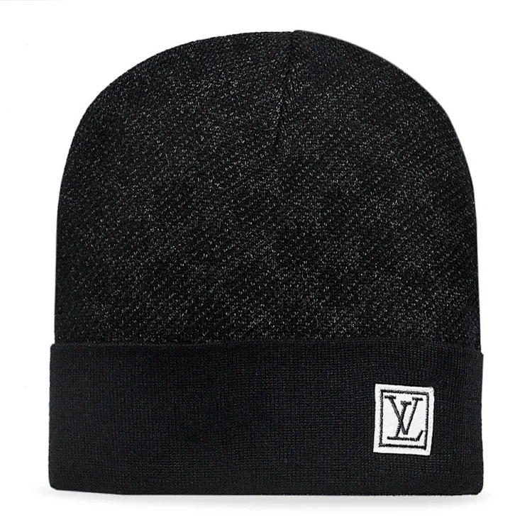 Classic correct letter leather label knitted hat for men and women, same style woolen hat, autumn and winter fashion brand cross-border best-selling cold hat