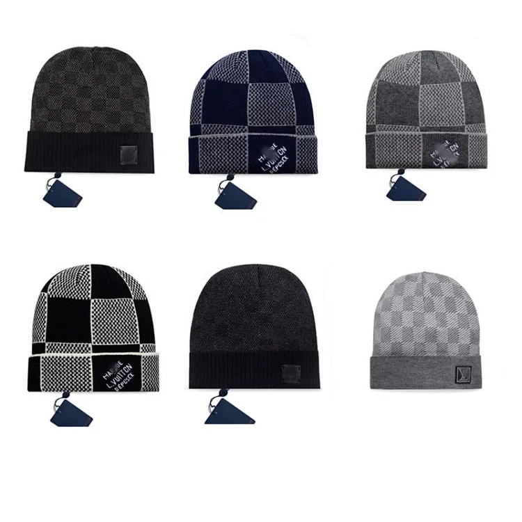 Classic correct letter leather label knitted hat for men and women, same style woolen hat, autumn and winter fashion brand cross-border best-selling cold hat