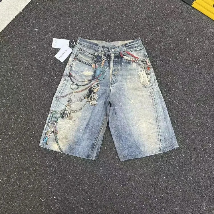 AC faded smudge-dyed wide-leg dirty pants mud-dyed jeans