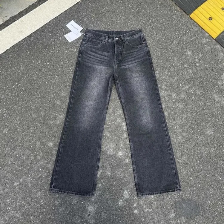 AC faded smudge-dyed wide-leg dirty pants mud-dyed jeans