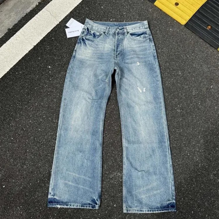 AC faded smudge-dyed wide-leg dirty pants mud-dyed jeans