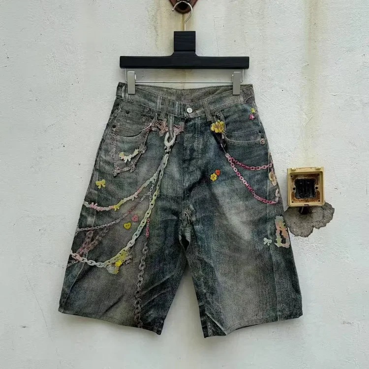 AC faded smudge-dyed wide-leg dirty pants mud-dyed jeans