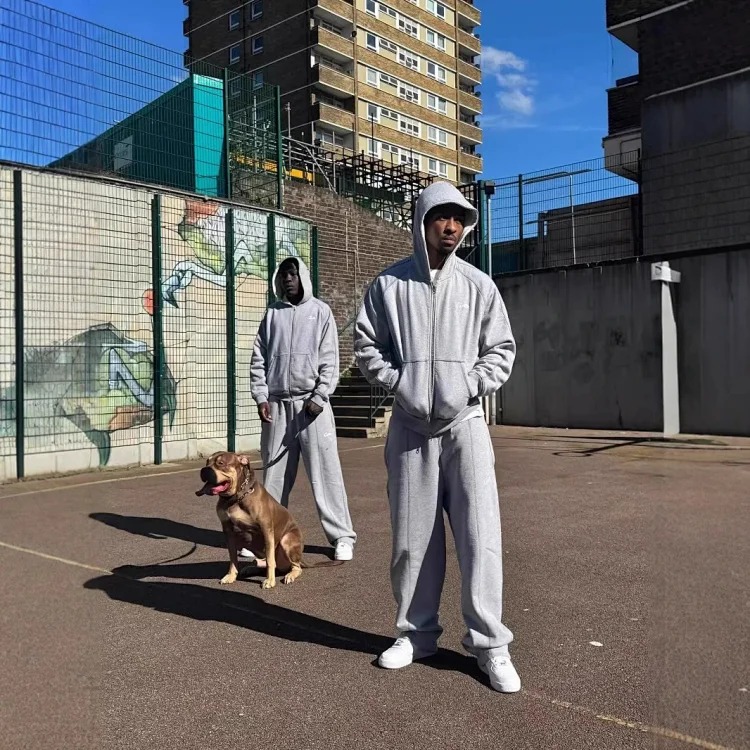 Hooded sweatshirt jacket men's loose sports suit straight sweatpants
