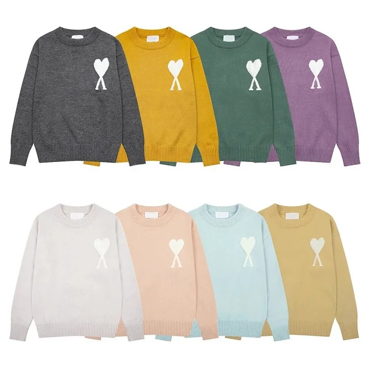 Love jacquard knitted long-sleeved couple top