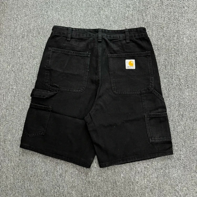 Summer washed solid color workwear denim shorts men's casual street basic all-match shorts