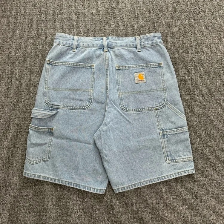 Summer washed solid color workwear denim shorts men's casual street basic all-match shorts