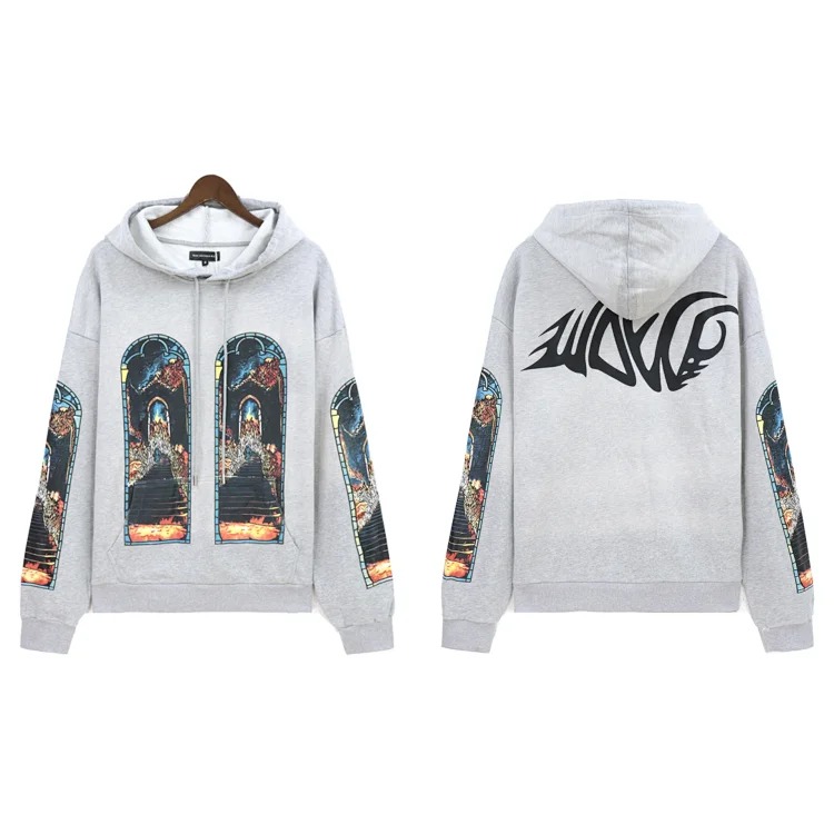 Who Decides War European and American cross-border washed and distressed heavy-duty printed suit retro hooded sweatshirt trendy