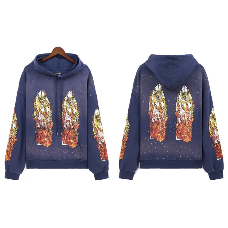 Who Decides War European and American cross-border washed and distressed heavy-duty printed suit retro hooded sweatshirt trendy