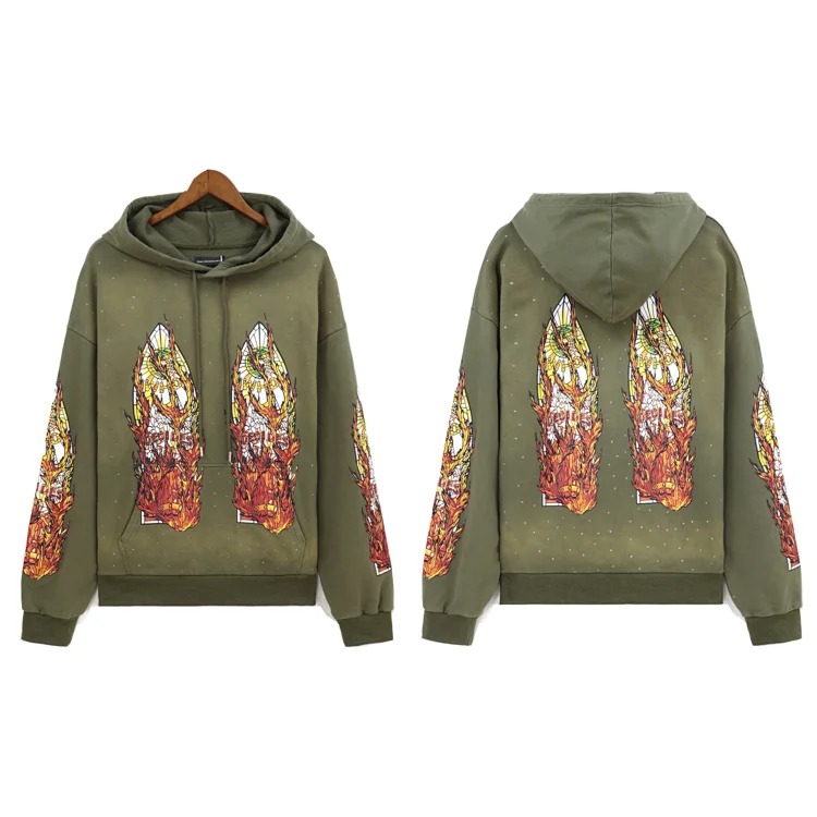Who Decides War European and American cross-border washed and distressed heavy-duty printed suit retro hooded sweatshirt trendy