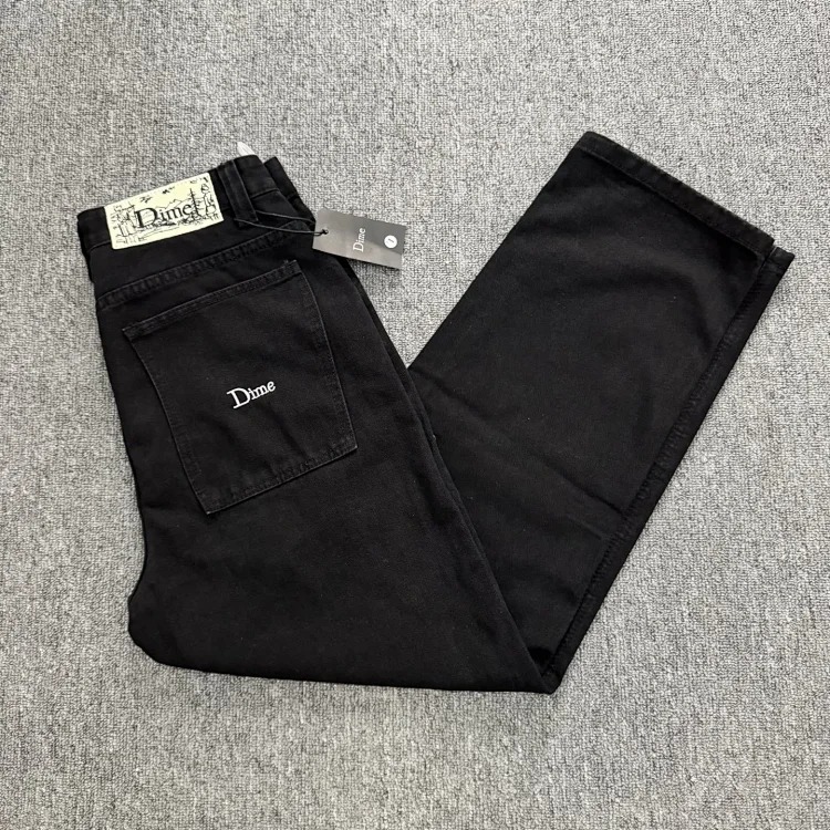 Straight trendy pure cotton loose embroidered denim trousers Di