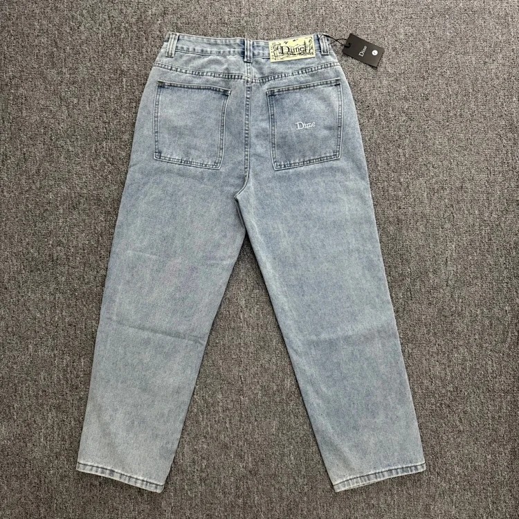 Straight trendy pure cotton loose embroidered denim trousers Di