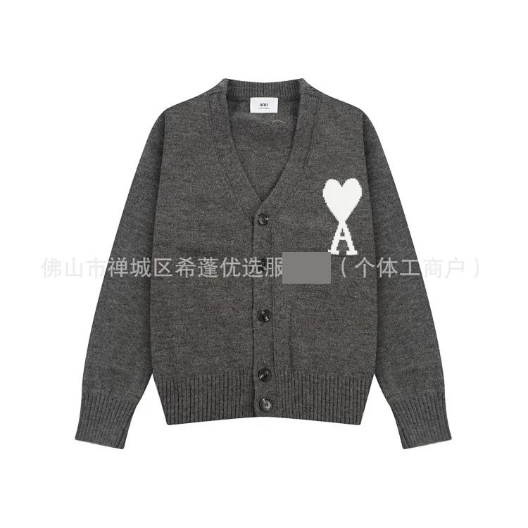 New arrival jacquard big love neck blended knitted cardigan soft and waxy loose