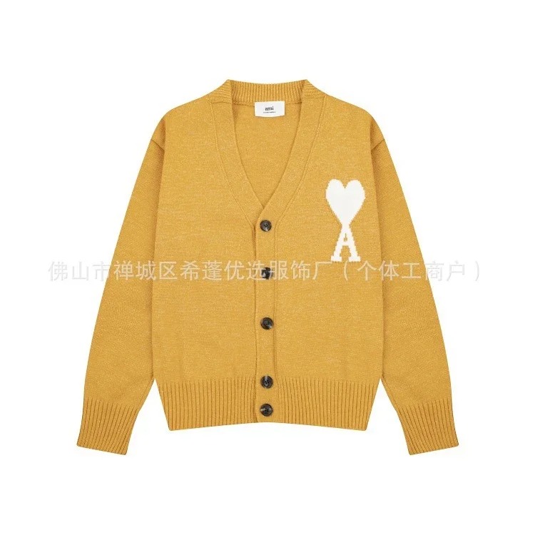 New arrival jacquard big love neck blended knitted cardigan soft and waxy loose