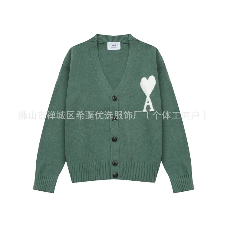 New arrival jacquard big love neck blended knitted cardigan soft and waxy loose