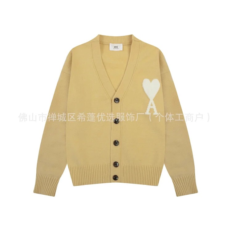 New arrival jacquard big love neck blended knitted cardigan soft and waxy loose