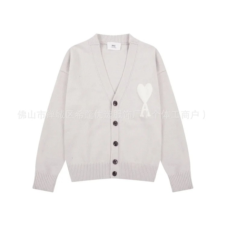 New arrival jacquard big love neck blended knitted cardigan soft and waxy loose