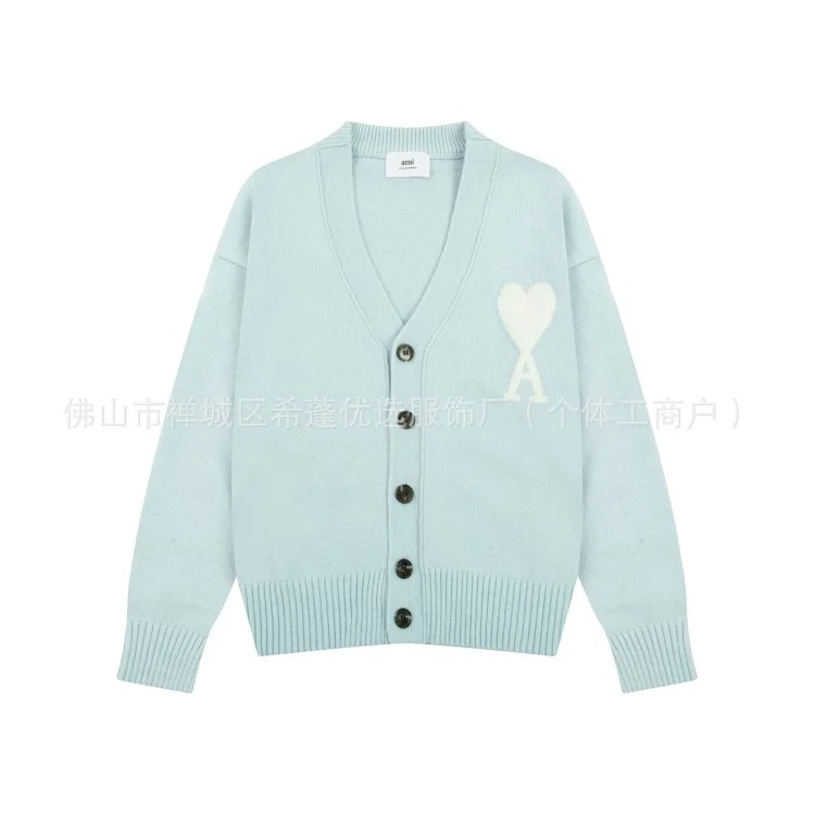 New arrival jacquard big love neck blended knitted cardigan soft and waxy loose