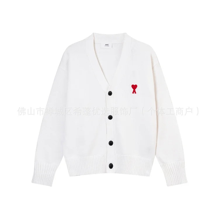 New arrival jacquard big love neck blended knitted cardigan soft and waxy loose