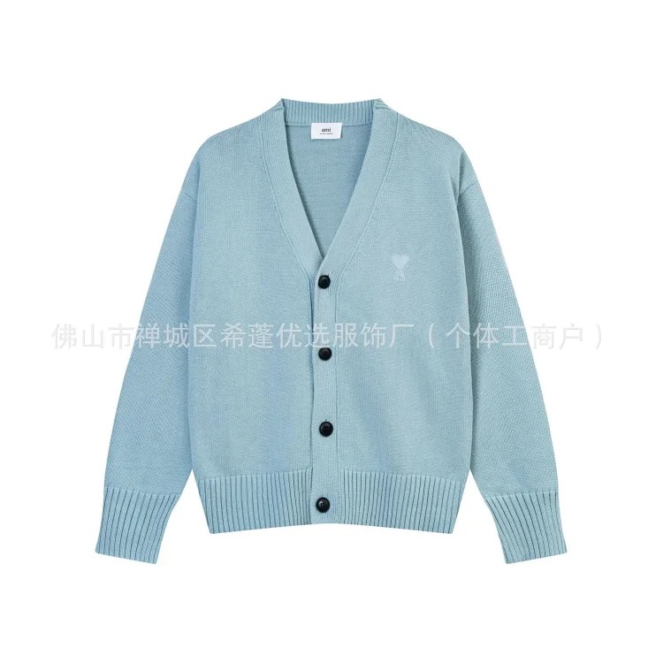 New arrival jacquard big love neck blended knitted cardigan soft and waxy loose
