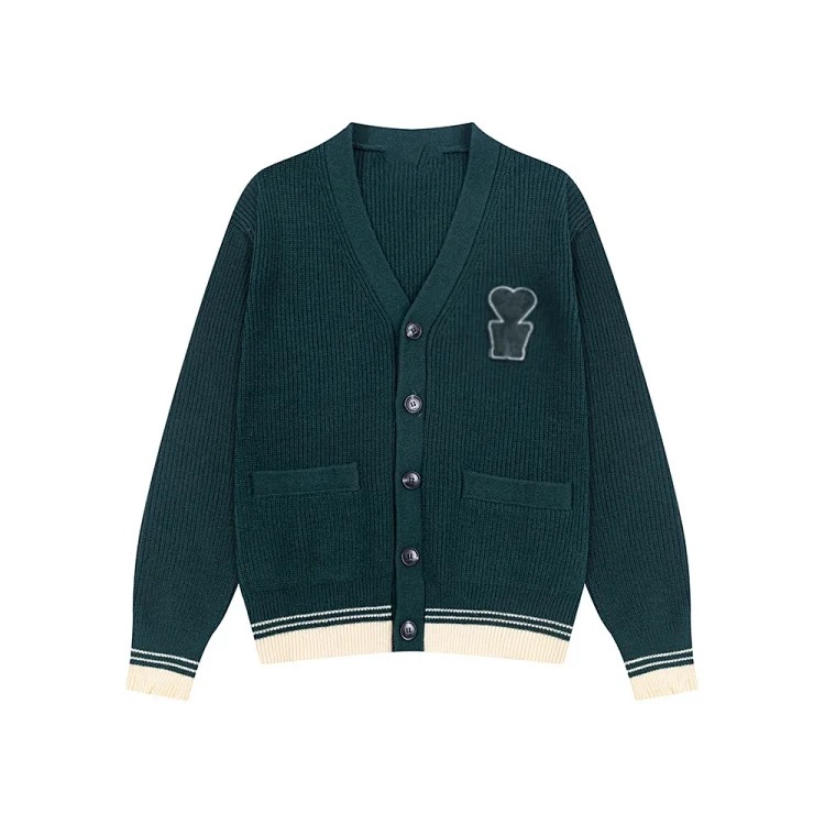 Love letters embroidered sweater jacket V-neck knitted cardigan same style for men and women