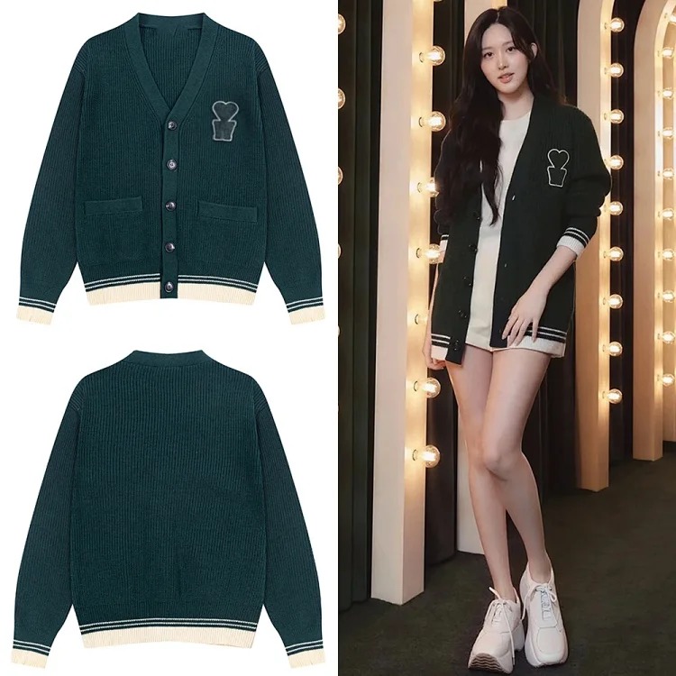 Love letters embroidered sweater jacket V-neck knitted cardigan same style for men and women