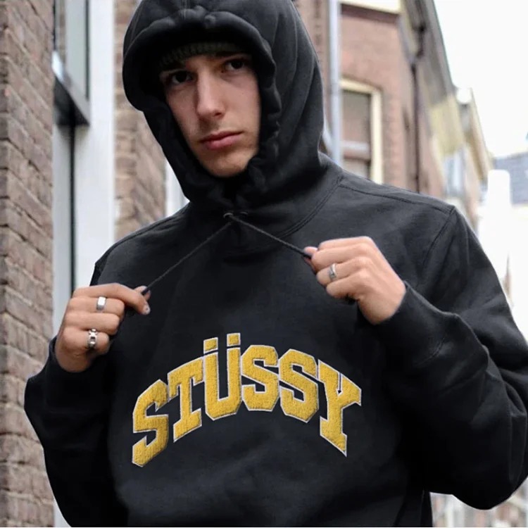Letter towel embroidered fleece hooded sweatshirt